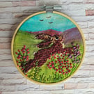 Springtime hare embroidered hoop picture 