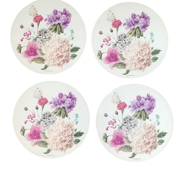 Set of 4 Flower Round MDF Coasters