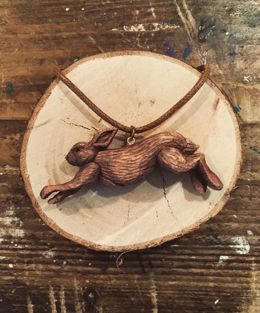 Hand Carved Hare Pendant