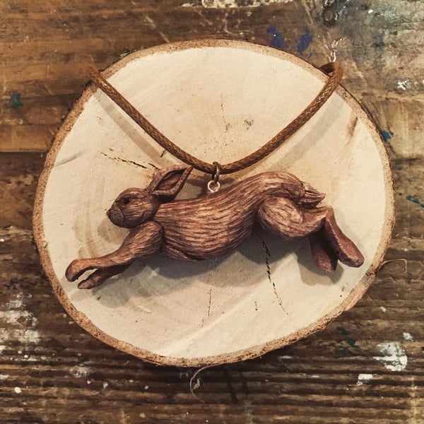 Hand Carved Hare Pendant