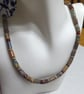 Sterling Silver & "Onyx Marble" (Jasper) Gemstone Necklace 24 inches long - Image 1