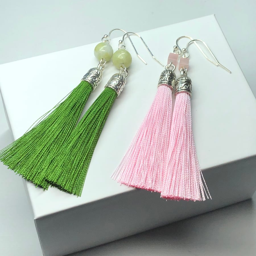 Olive green tassel earrings new arrivals