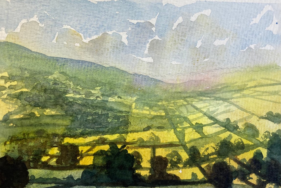 Skelton vista (Pure Original Watercolour FULLY MOUNTED 8” x 6”)