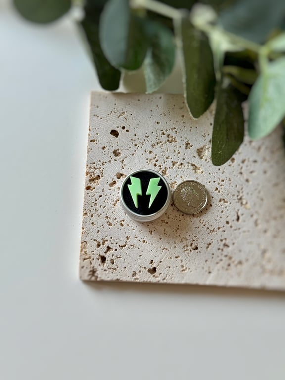 Lightning Bolt Mini Earrings - Sage Green