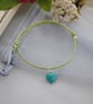 Friendship Bracelets-TWO Turquoise & Lime heart Set - Image 3