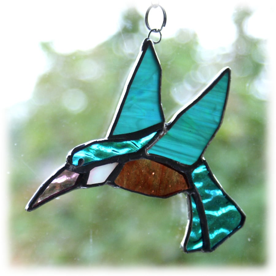 Kingfisher Suncatcher Stained Glass Handmade Bird 