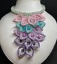Colourful Seed Bead and Crystal handmade Necklace - leaf pattern Fall - Image 3