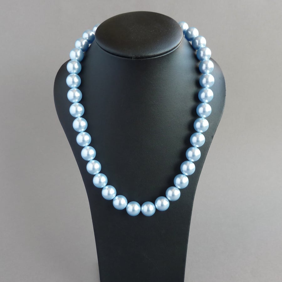 Chunky Light Blue Pearl Necklace Pale Blue We Folksy