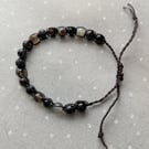 Black banded agate adjustable bracelet for grounding and calming