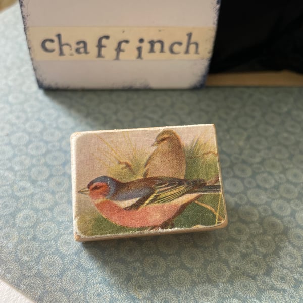 Chaffinch - Wooden Bird Block Brooch