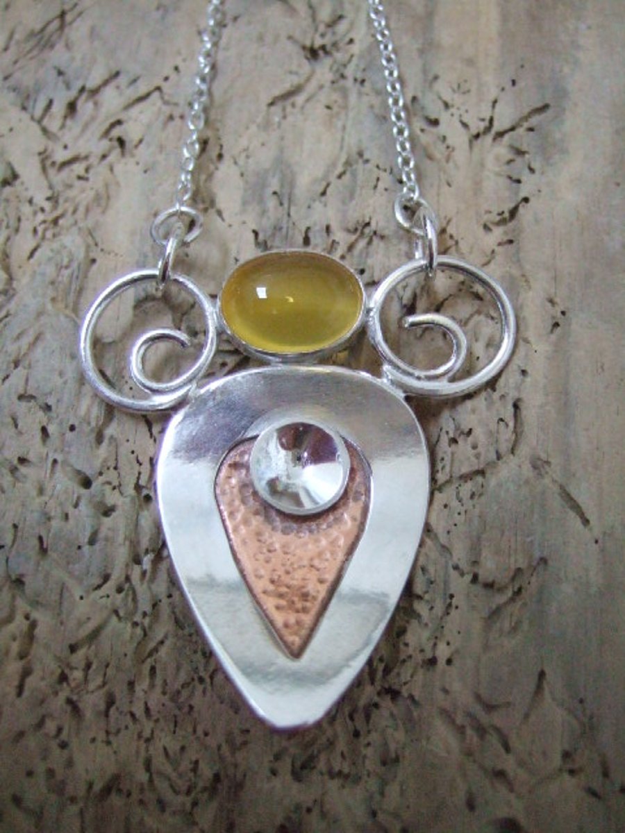 Citrine and Mixed Metal Pendant