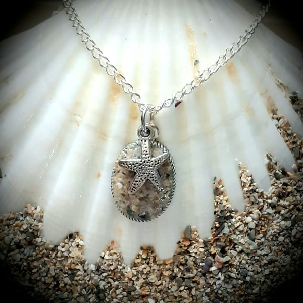 Lusty Glaze beach sand pendant necklace