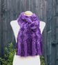 Crochet Stripey Scarf in Sparkly Purple and plain Purple - Image 7