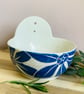 Blue flower herb stripper stoneware sgraffito 