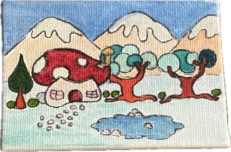 Fairy Home Magnet on Miniature Canvas