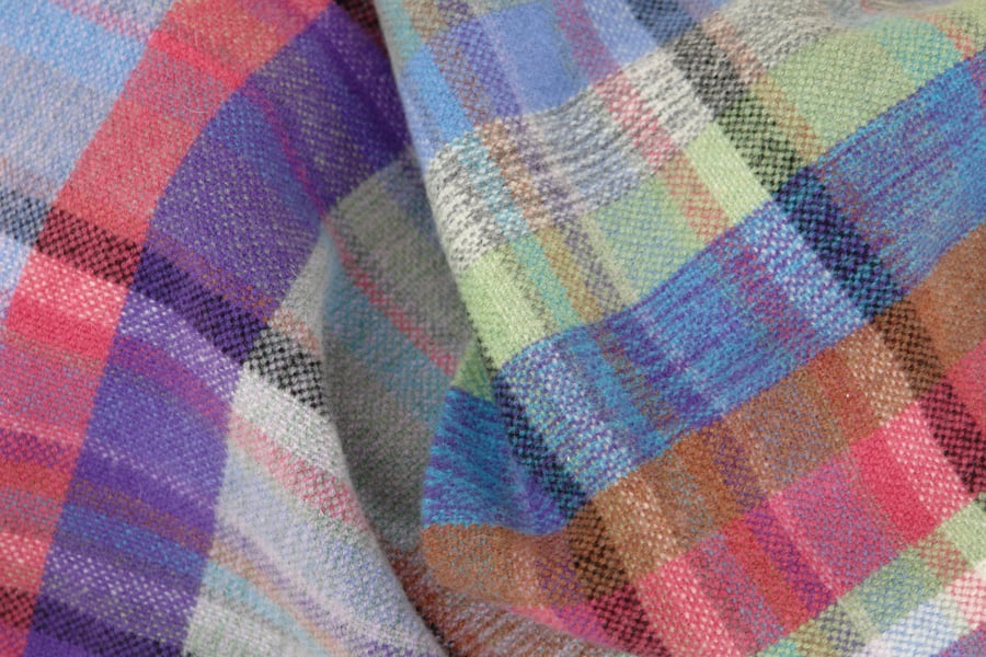 Luxury hand woven lambswool scarf. Multicoloured