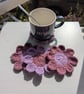 Crochet Coasters -  Plum & Lilac RetroFlowers 