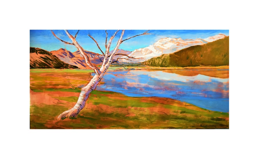 " The Mountain Lake", Acrylic Painting on Canvas
