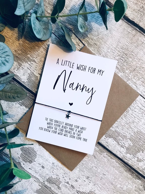 Personalised wish bracelet gift for mum, nanny, grandma, granny 
