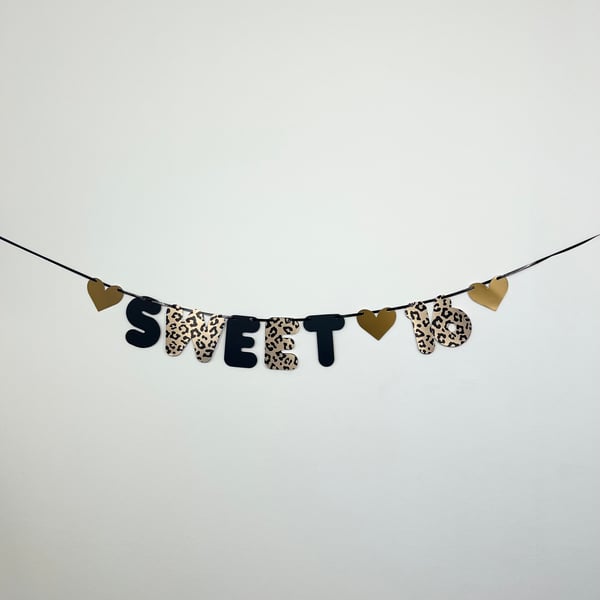 16th Leopard Print Sweet 16 Birthday Banner Party Bunting