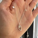 Pearl and silver necklace Wax cast diamond accent Perfectly imperfect