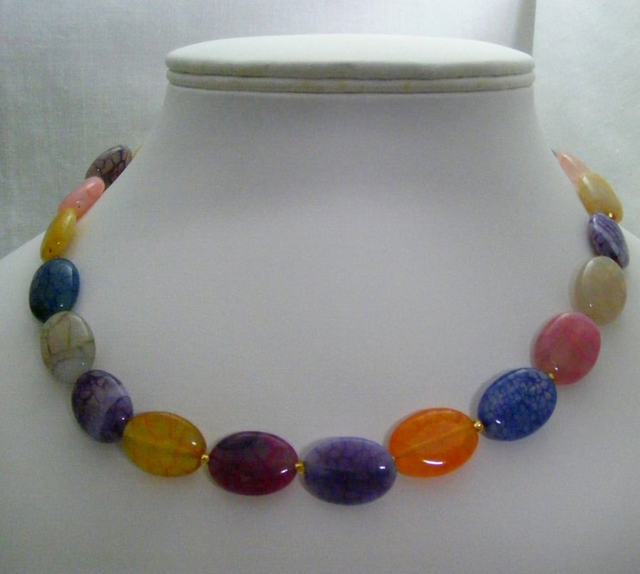 Multi-Colour Crackled Agate Necklace