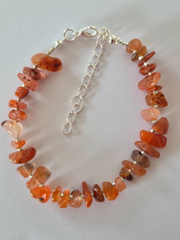 Carnelian Natural Stone Chip Handmade Bracelet - Handmade Jewellery 