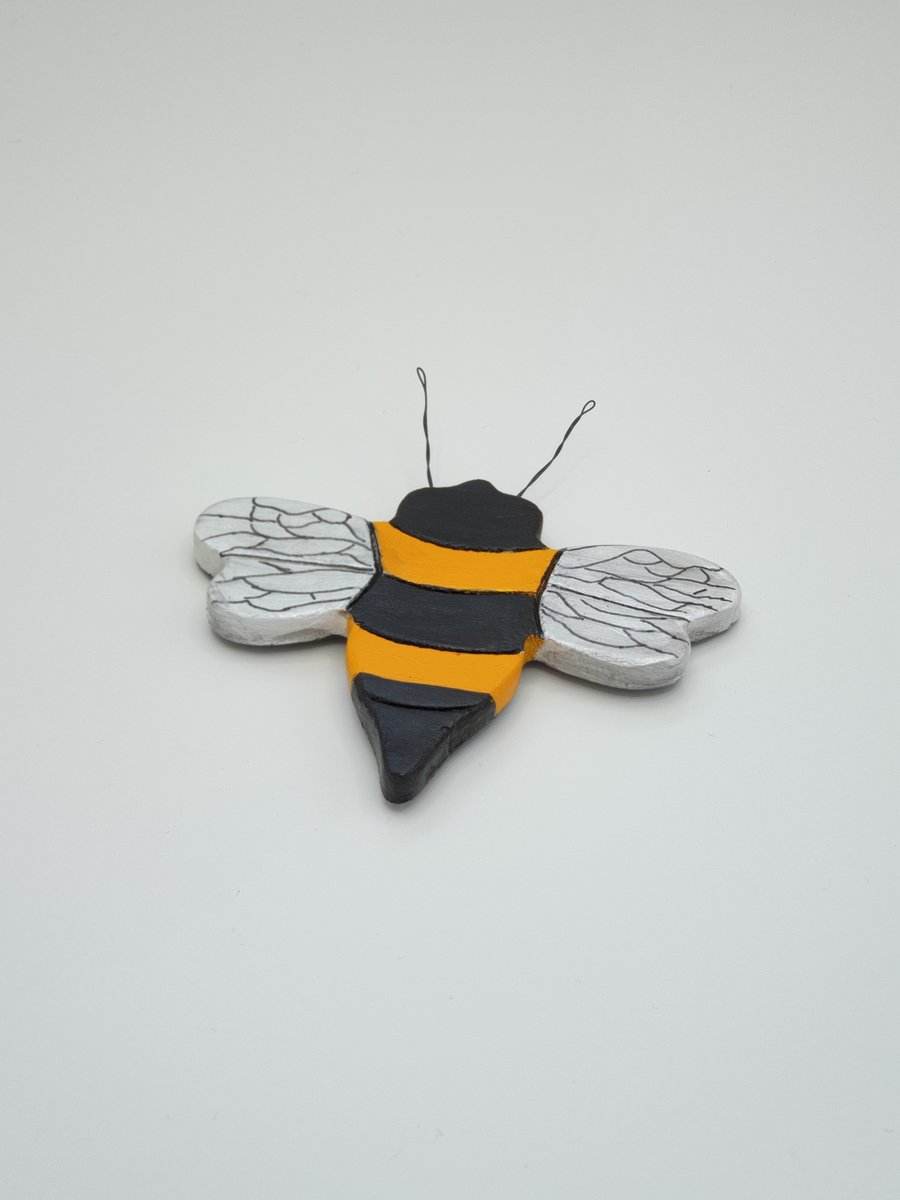 Clay bee fridge magnet, kitchen decor housewarming gift