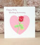 Ruby Wedding Anniversary Card Rosebud - Image 1