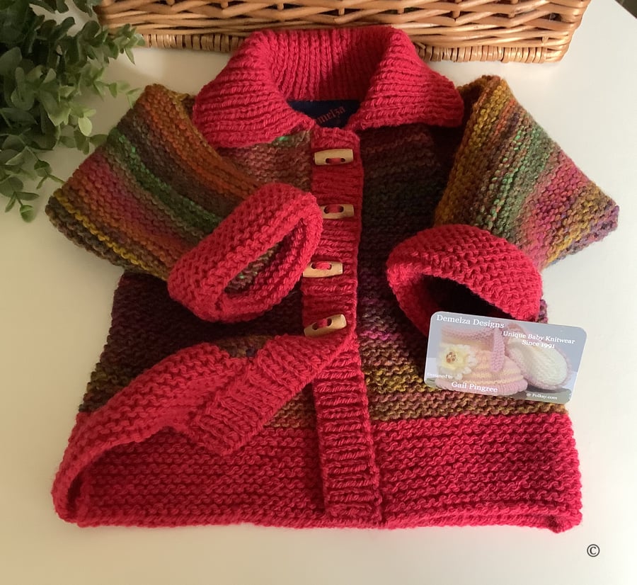 Baby's Hand Knitted  Designer Aran Jacket  9-18 months size