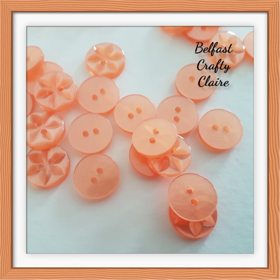 Star Style - Resin Buttons - PEACH - 3 Sizes Available