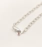 Keshi Pearl and Pink Tourmaline Silver Hand Textured Chain - Image 5