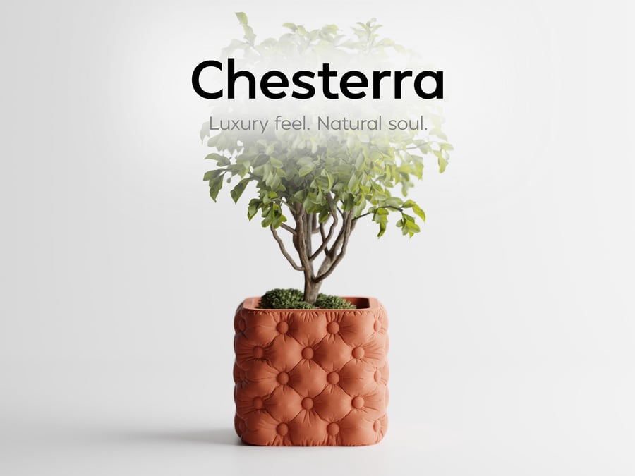 Chesterra Planter Tufted Leather-Look Plant Pot 3D Printed Luxury Home Decor