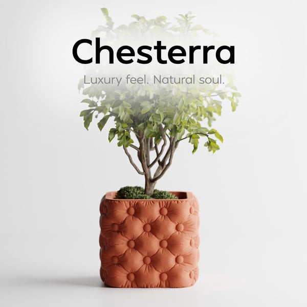 Chesterra Planter Tufted Leather-Look Plant Pot 3D Printed Luxury Home Decor