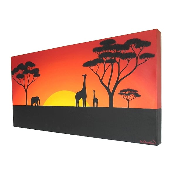 African Landscape Original Acrylic Painting on Canvas