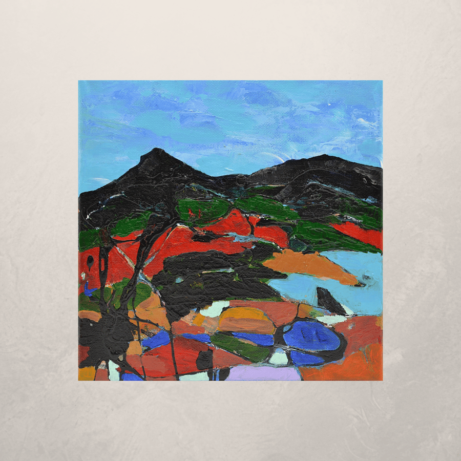 An Abstract, Acrylic Painting of a Mountain Range. Scotland. Ready to Hang.