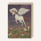 Greeting Card Pegasus, sizes A6 and 5x7 inches, Envelope Included