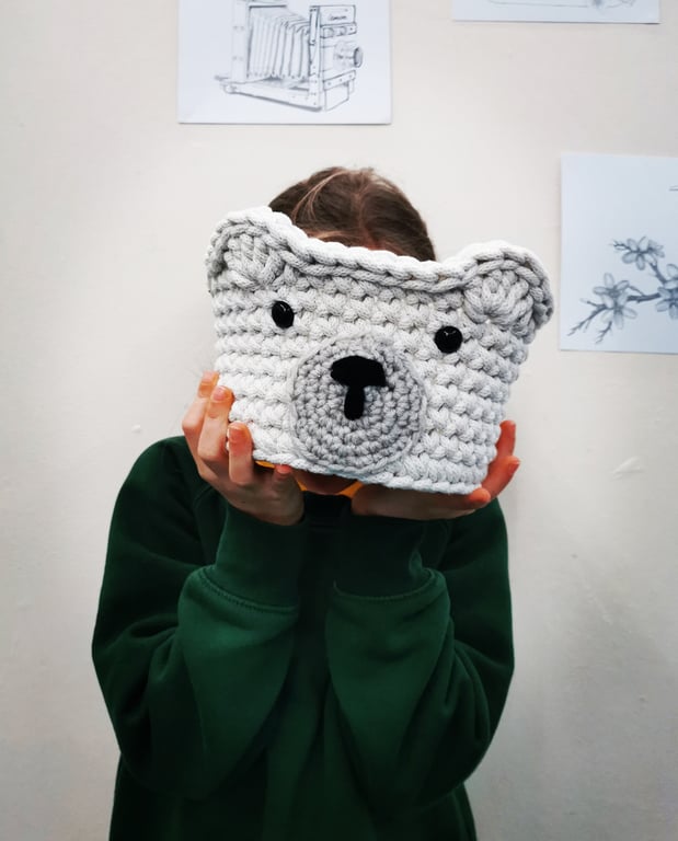  Crochet Bear Basket: Nursery Storage, Kids Room Decor