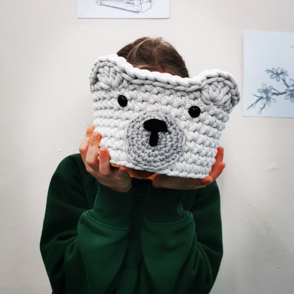  Crochet Bear Basket: Nursery Storage, Kids Room Decor