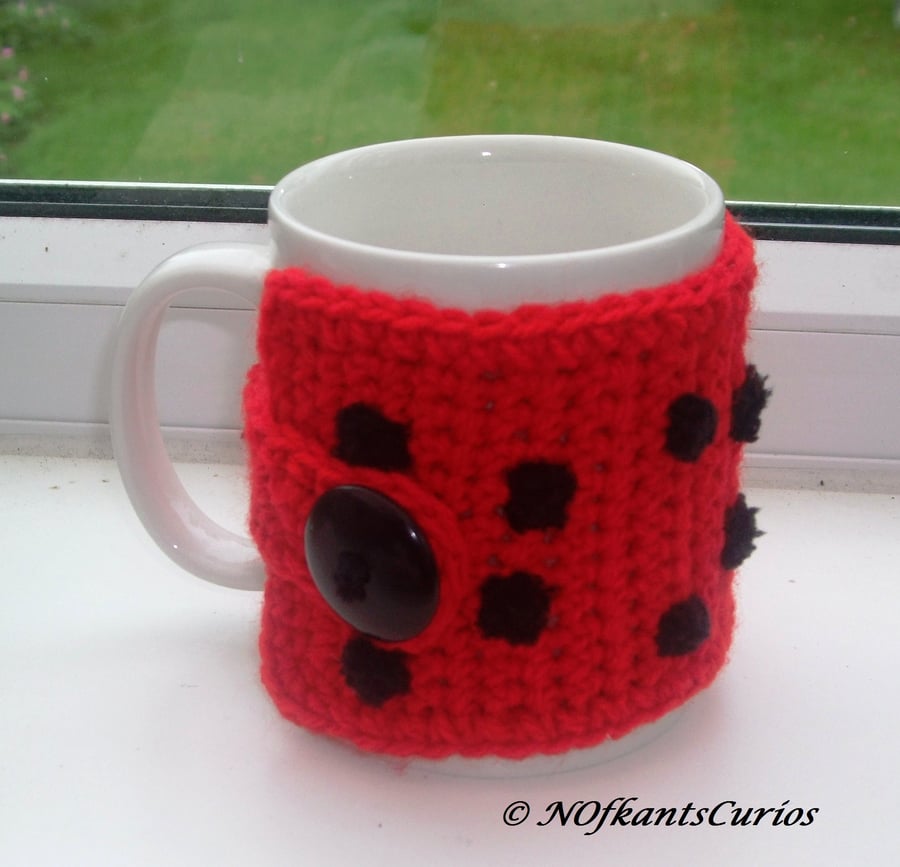 Ladybird Crocheted Mug Cosy!  Give your mug a hug!