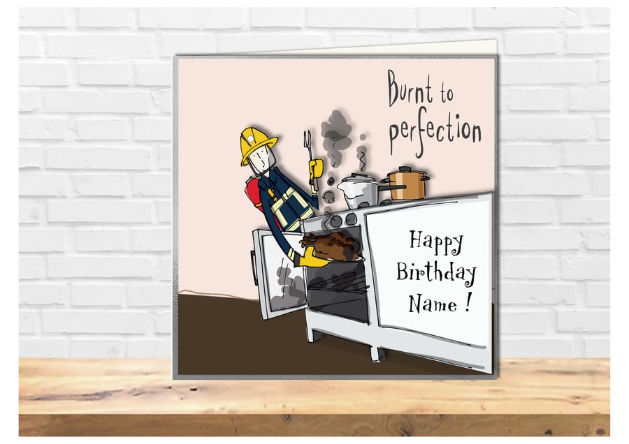 Funny Cartoon Bloke Burnt to perfection birthday card