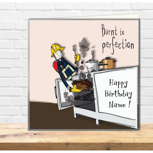 Funny Cartoon Bloke Burnt to perfection birthday card