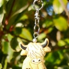 Highland Cow bag charm - light brown 