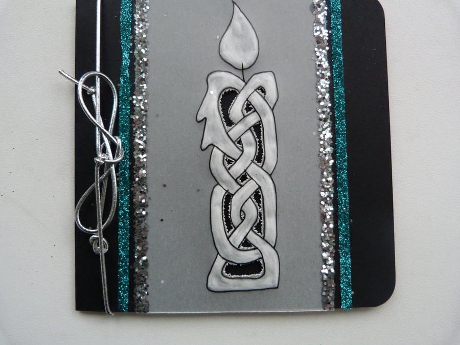 SALE   Christmas Celtic candle on black