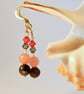 Pink Opal And Larvikite Earrings With Rose Quartz & Crystals - Handmade In Devon