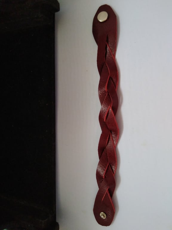 Burgundy Leather Braided Bracelet