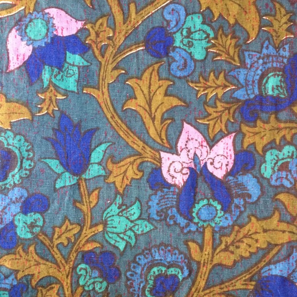 Ornate Pandora Blue and Purple 70s Bernard Wardle VIntage fabric Lampshade