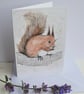 Hand Painted Red Squirrel Greetings Card with Envelope - Blank inside - Image 4
