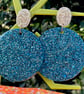 GLITTER CIRCLE EARRINGS giant art deco statement cool disco gift for her - Image 3