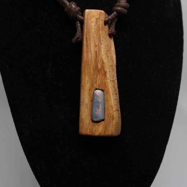 Australian Opal and Pearwood Pendant